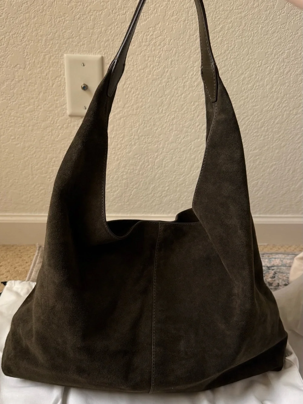 Madewell Slouchy Large Green Suede Hobo Leather Tote - Picture 2 of 9